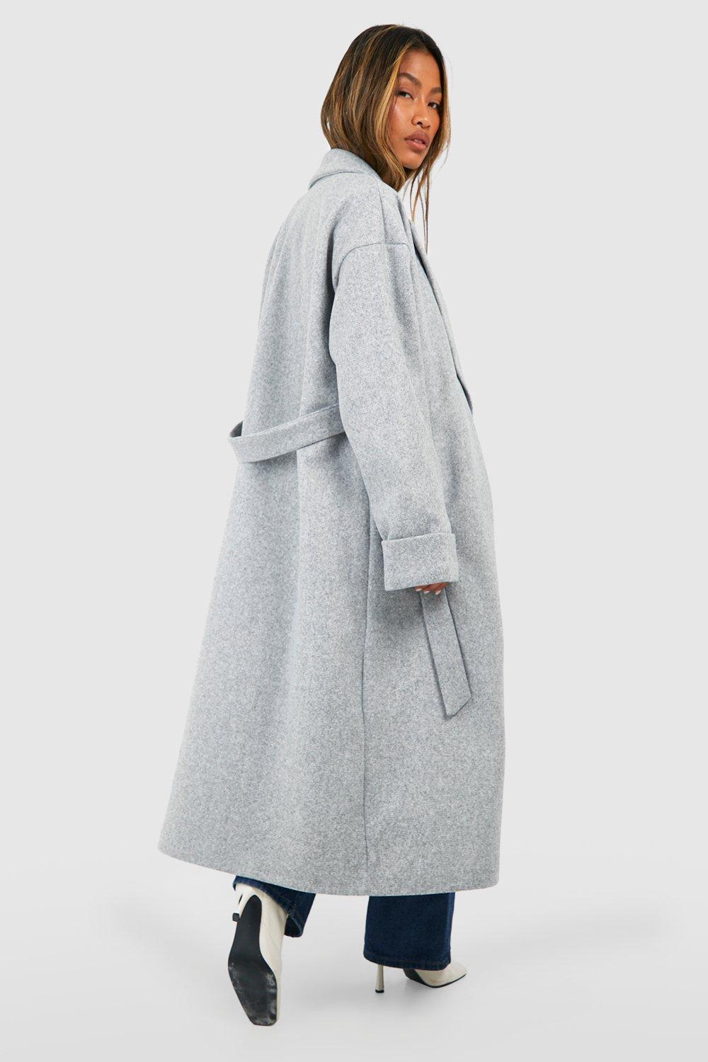 Boohoo oversized sleeve on sale wool look coat